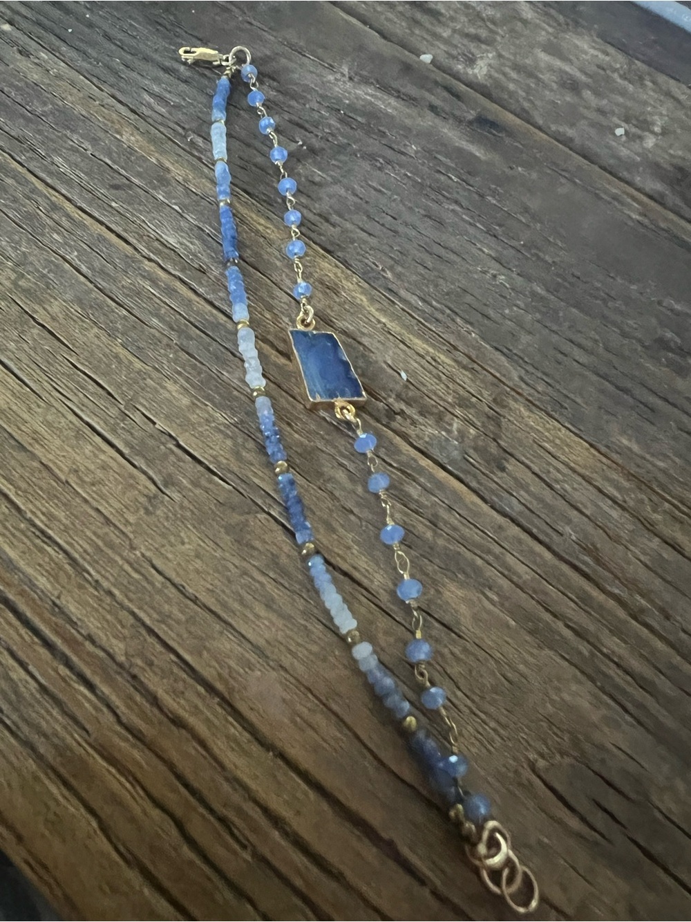 Handmade Blue Kyanite and Sapphire Double Strand Bracelet - Picture 3 of 3